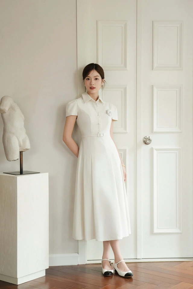 Biến hóa thành quý cô hiện đại với đầm sơ mi-3.webp