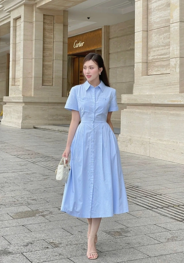 Biến hóa thành quý cô hiện đại với đầm sơ mi-5.webp