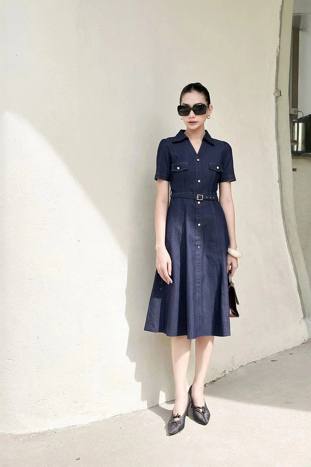 Biến hóa thành quý cô hiện đại với đầm sơ mi-7.webp