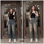 Quần baggy jean nữ thêu ysl về đủ 2 màu