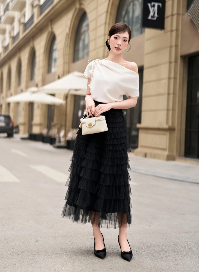 Mặc đẹp sang dễ dàng với cặp đôi áo và chân váy-8.webp